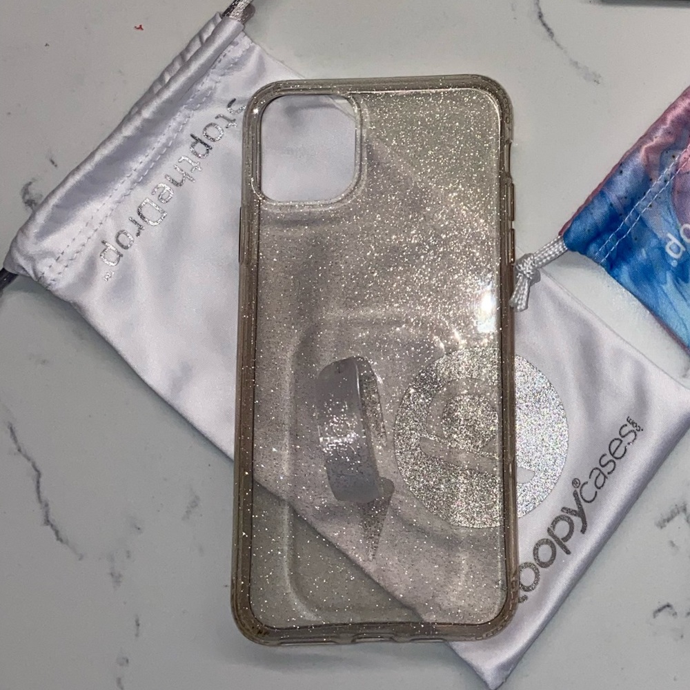 Loopy Phone Case Clear Silver Sparkle iPhone 11 Pro Max
